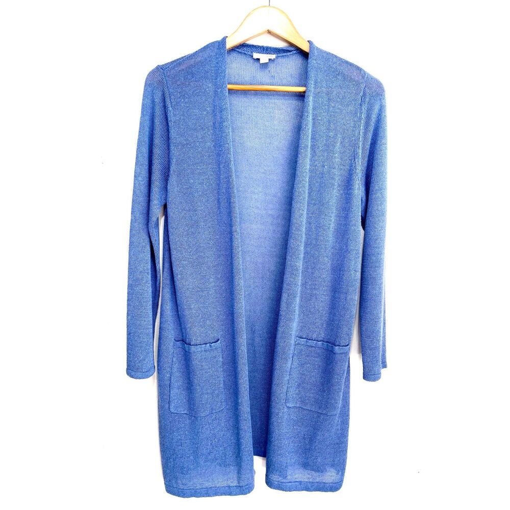 J. Jill sweater open long light cardigan blue lagenlook costal grandma women M